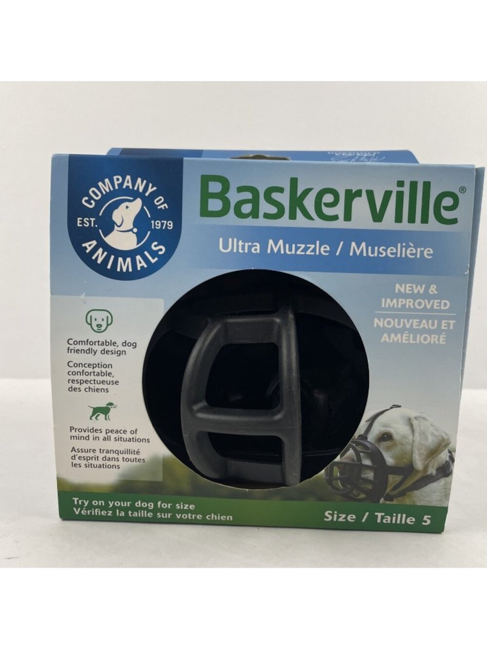 BASKERVILLE ULTRA MUZZLE - Patented Humane Design, Breathable, Dog 5, Black